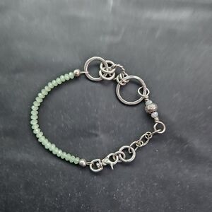 Elegant Silver and Green Beaded Bracelet Heidi Hale
